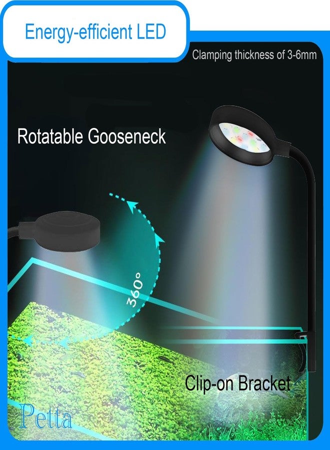 Petta Clip On Aquarium Light with Timer for 1-3 Gal Fish Tank, USB Betta Fish Light for Nano/Small/Planted Tank(Dimmable WRGB LED) Adjustable Brightness, Enhance Betta/Aquatic Plants Color - Image 4